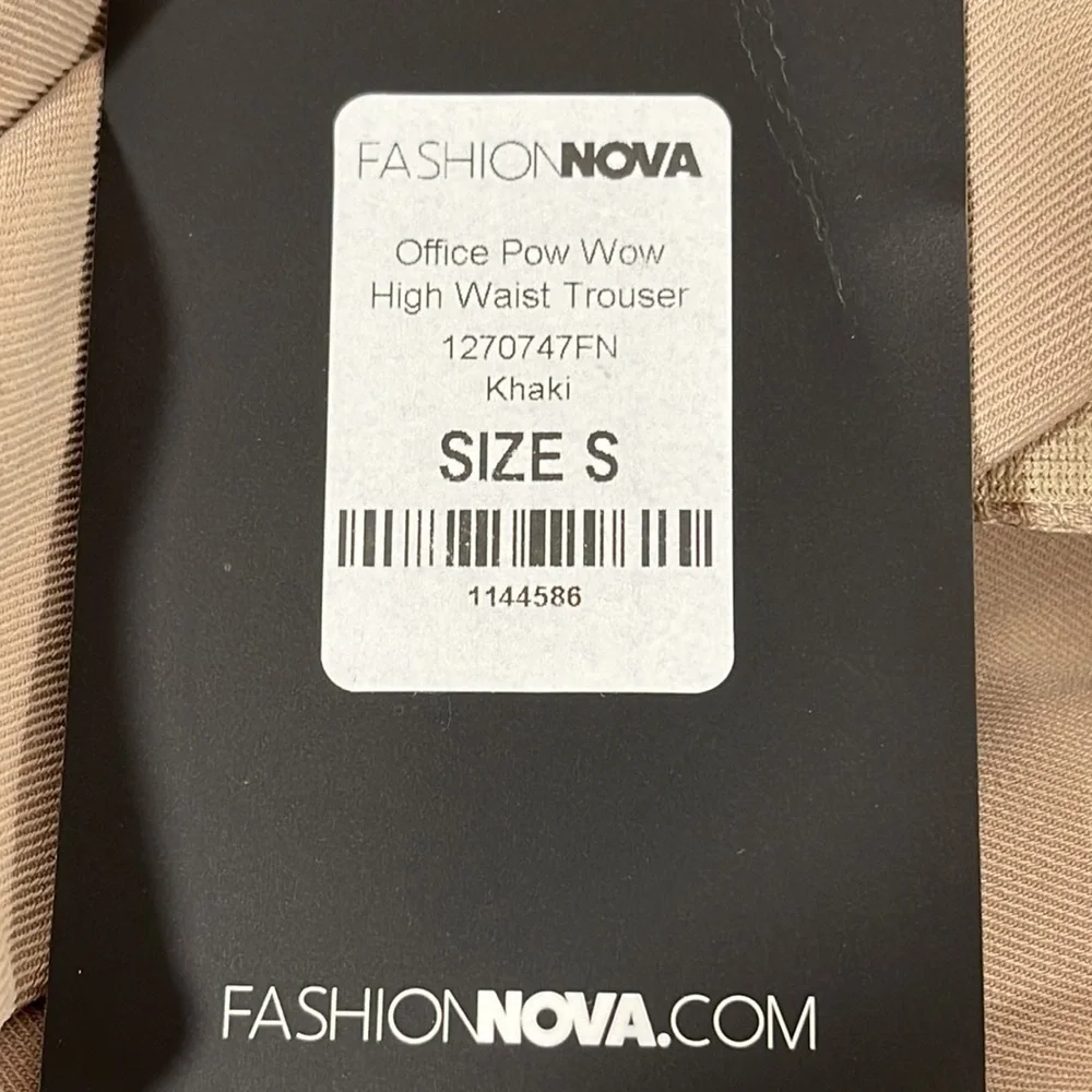 FASHION NOVA Office Pow Wow High Waist Trouser - Khaki Size Small NEW - Picture 10 of 14